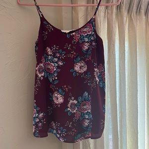 XS Maroon Floral Tank Top w/ Adjustable Straps